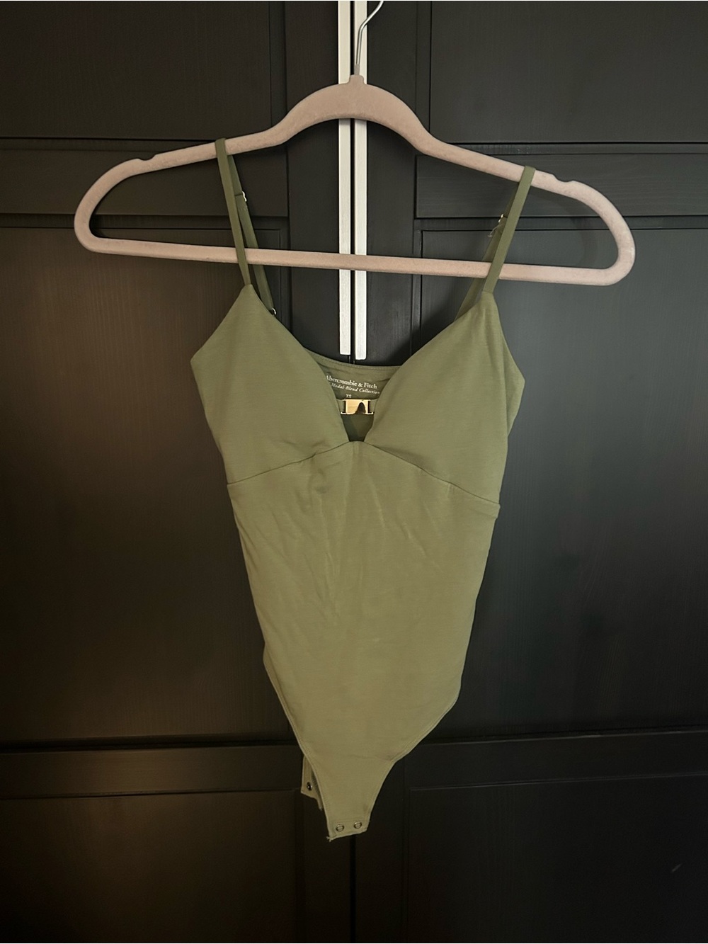 Abercrombie & Fitch Olive Adjustable-Strap Thong Bodysuit